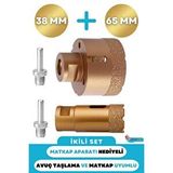 38mm + 65mm Granit Mermer Seramik Beton Taş Delme Panç Spiral Avuç Taşlama Matkap Uyumlu M14 Aparat