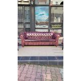 3A Mobilya Barcelona Chesterfield Deri Koltuk - Bordo