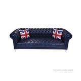 3A Mobilya Dark Blue Leather Chesterield