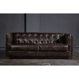 3A Mobilya Vintage Dark Brown Leather 3A Tuxedo Kanepe - Siyah