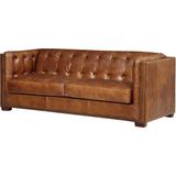 3A Mobilya Vintage Light Brown Leather 3A Tuxedo Kanepe - Kahverengi