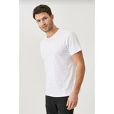 3A Moda Classics Slim Erkek Pamuk Bisiklet Yaka Kısa Kollu Tişört - 2XL - 001-Beyaz