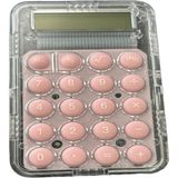 3A Şeffaf Tasarımlı Mini Hesap Makinesi Pastel Renk Tuşlu Cep Tipi Hesap Makinesi - Pembe