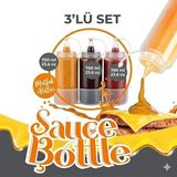 3'lü Sos Şişesi Paketi (700 Ml) - Sızdırmaz Kapaklı Ketçap, Mayonez ve Sos Sıkma Şişesi Takımı - Kestane Akaju - Option-1