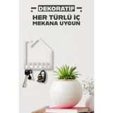 3Art Metal Dekoratif Demir Duvar Askısı - Metal Askılık - Anahtarlık - Duvar Rafı - Beyaz