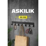 3Art Metal Dekoratif Demir Duvar Askısı - Metal Askılık - Elbise Askısı - Siyah