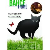 3Art Metal Dekoratif Metal Bahçe Süsü - Bahçe Dekorasyonu Dekor Kedi - Saksı Üstüne Heykel Figürü - 35 x 38