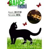 3Art Metal Dekoratif Metal Bahçe Süsü - Bahçe Dekorasyonu Dekor Kedi - Saksı Üstüne Heykel Figürü - 38 x 27