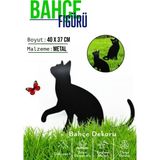 3Art Metal Dekoratif Metal Bahçe Süsü - Bahçe Dekorasyonu Dekor Kedi - Saksı Üstüne Heykel Figürü - 40 x 37
