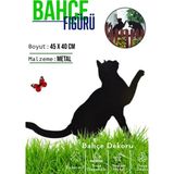 3Art Metal Dekoratif Metal Bahçe Süsü - Bahçe Dekorasyonu Dekor Kedi - Saksı Üstüne Heykel Figürü - 45 x 40