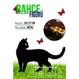 3Art Metal Dekoratif Metal Bahçe Süsü - Bahçe Dekorasyonu Dekor Kedi - Saksı Üstüne Heykel Figürü