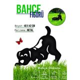 3Art Metal Dekoratif Metal Bahçe Süsü - Bahçe Dekorasyonu - Saksı Üstüne Heykel Figürü - Köpek