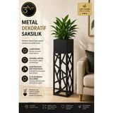 3Art Metal Dekoratif Metal Saksılık – Lazer Kesim Desenli Saksı Standı, Modern Iç Mekan Çiçeklik - Tip 4