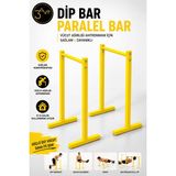 3Art Metal Dips Paralel Bar -Ev Tipi Spor Aleti - Vücut Ağırlığı Egzersiz Standı - Şınav Calisthenics Fitness Ekipmanı - Sarı