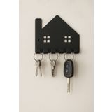3art Metal Ev Şeklinde Lazer Kesim Metal Anahtarlık Askısı - 6 Kancalı, Duvar Tipi - Keys