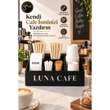 3Art Metal Kişiye Özel Cafe Düzenleyici Organizer – Metal Kahve Barı Bardak, Pipet ve Şeker Standı