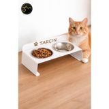 3Art Metal Kişiye Özel Metal Kedi Mama Kabı – Çift Hazneli, Yükseltilmiş, Paslanmaz Çelik