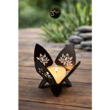 3Art Metal Lotus Desenli Metal Mumluk - Dekoratif Tealight Mumluk - Modern Mum Tutucu