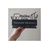 3art Metal Matematik Öğretmeni Masaüstü İsimlik - Metal Masa İsimliği - Kişiye Özel İsimlik