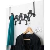 3Art Metal Metal Amerikan Kapı Arkası Askılık - Dekoratif Demir Banyo Askısı - Kuş Detaylı Askılık - Siyah
