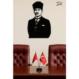 3Art Metal Metal Duvar Dekoru - Atatürk Silüet İ- Ofis Ve Ev İçin Şık Dekoratif Duvar Süsü