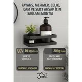 3art Metal Metal Duvar Rafı – Mat Siyah Banyo ve Mutfak Düzenleyici, Vidalı ve Yapışkanlı Montaj