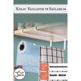 3Art Metal Metal Kağıt Havluluk Mutfak Düzenleyici - Peçetelik - Banyo Askısı - Dolap Içi Düzenleyici - Beyaz