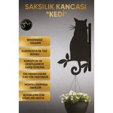 3Art Metal Metal Saksı Askılığı - Duvar Tipi Dekoratif Çiçek Askısı - Kedi Figürlü