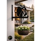 3Art Metal Metal Saksı Askılığı - Duvar Tipi Dekoratif Çiçek Askısı - Sincap Figürlü