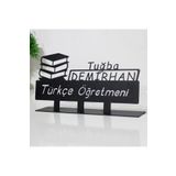 3art Metal Öğretmen Masaüstü İsimlik - Kişiye Özel Metal Masa İsimliği - Hediye Ofis İsimlik