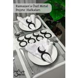 3art Metal Ramazana Özel - Hilal Desenli Metal Peçete Yüzüğü - Halkası - Lüks ve Zarif Tasarım - 6lı Set