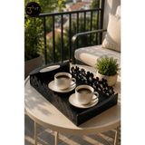 3Art Metal Servis , Sunum Tepsisi - Kahve, Çay, Ikram ve Dekoratif Masa Tepsisi - Çiçek Desenli