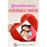 3B BASKI REKLAM PROMOSYON KİŞİYE ÖZEL FOTOĞRAF BASKILI KADİFE KALPLİ YASTIK-DİKEY