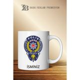 3B Baskı Reklam Promosyon ''meslekler'' Serisi Kupa Bardak Polis (Isim Yazılabilir) - Beyaz - 300 ml