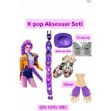 3b Kids Kpop Rumi Huntrix Iblis Avcıları Aksesuar Ayakkabılı Set Doğum Günü Parti Kpop Ayakkabı Peruk Işıklı Saç Seti - Çok Renkli