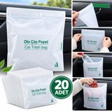 3B Trend 20 Adet Yapışkanlı Oto Çöp Poşeti 23X18,5 Cm Su Geçirmez Sızdırmaz Araç Pratik Çöp Torbası