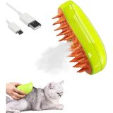 3b Trend Buharlı Kedi Köpek Fırçası Şarjlı Soğuk Buhar Tüy Tarağı Tüy Toplama Tarama Fırça Tarak - Yeşil