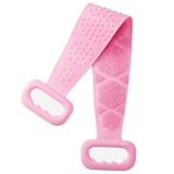 3b Trend Çift Taraflı Banyo Hamam Lifi Silikon Masajlı Yumuşak Duş Lifi Banyo Kesesi 70 cm - Pembe