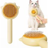 3b Trend Kedi ve Köpekler Için Pati Görünümlü Tüy Toplama Tarağı Ergonomik Kolay Temizlenen Fırça - Açık Sarı