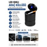 3B Trend LED Işıklı Araç Küllüğü Kapaklı Oto Küllük Bardaklık Uyumlu Kokusuz Araç İçi Sigara Küllüğü Siyah