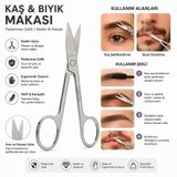 3B Trend Paslanmaz Çelik Kaş Ve Bıyık Makası Hassas Kesim Kaş Şekillendirme Burun Bıyık Makası
