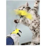 3b Trend Tüylü Kedi Ayak Oltası Kedi Oyuncağı Ele Ayağa Takılan Yaylı Olta Oyuncak 40 Cm