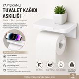 3b Trend Yapışkanlı Tuvalet Kağıdı Askılığı Raflı - Delme Gerektirmeyen Raflı Tuvalet Kağıdı Tutucu Beyaz