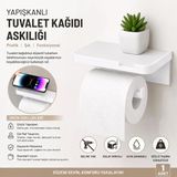 3B Trend Yapışkanlı Tuvalet Kağıdı Askılığı Raflı - Delme Gerektirmeyen Raflı Tuvalet Kağıdı Tutucu