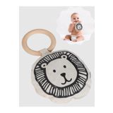 3Baby Doğal Ahşap Diş Kaşıyıcı / Organik Pamuklu Pofuduk Peluş Oyuncak / Aslan