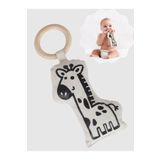 3Baby Doğal Ahşap Diş Kaşıyıcı / Organik Pamuklu Pofuduk Peluş Oyuncak / Zürafa
