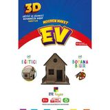 3D Ahşap Ev Maketi, Çocuklar Için Eğitici ve Yaratıcı Oyuncak - Seçenek 1 - Açık Beyaz - Gri