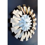 3d Altın ve Gümüş Piyano Modeli Romen Rakamlı Aynalı Duvar Saati 56x56 cm
