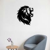 3D Aslan Kafası Duvar Sanatı Dekoru, Siyah Metal Duvar Heykeli, Modern Ev Dekorasyonu (19,6 X 16,9 (50X43CM))