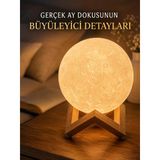 3D Ay Gece Lambası Ahşap Standlı Dekoratif Led Masa Lambası - Lisinya